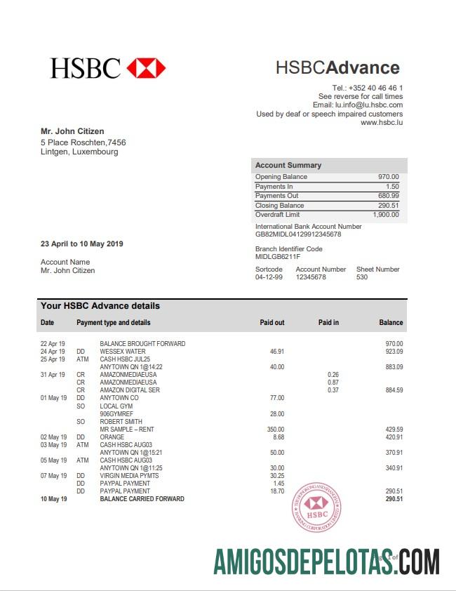 Luxembourg HSBC amostra
